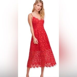 Astr Spaghetti Red Lace Dress